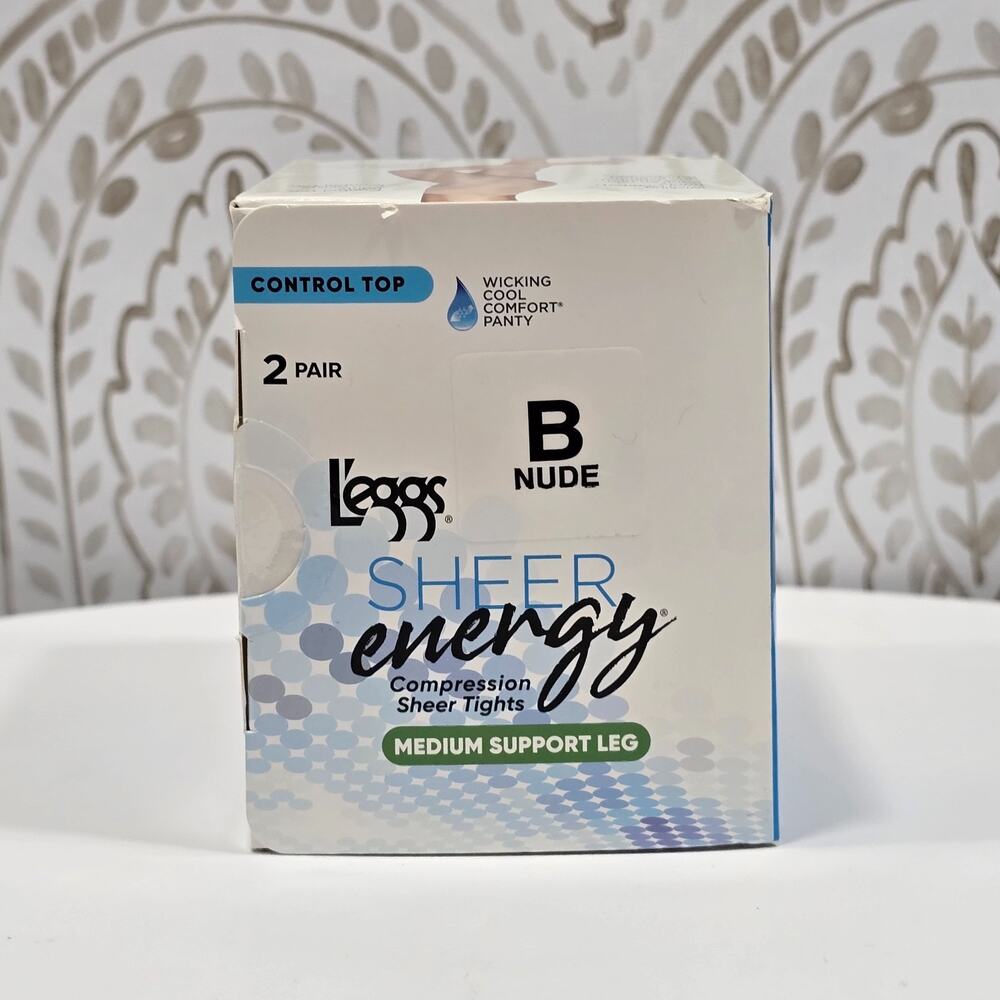 L'eggs Sheer Energy Size B Nude Compression Sheer Tights Medium Support Leg